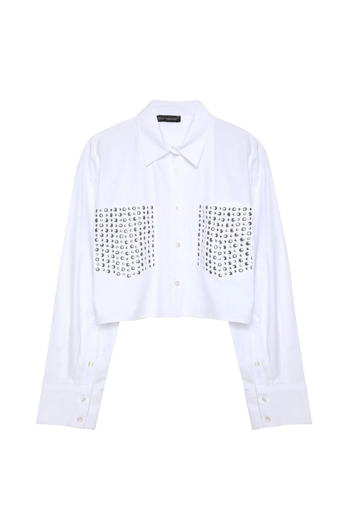 11671 Crop Shirt with Troc Detailed Pockets