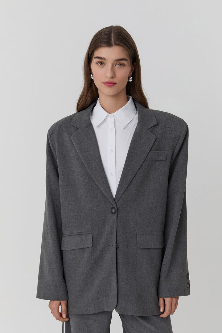 51353 Shirt Detailed Back Printed Blazer Jacket