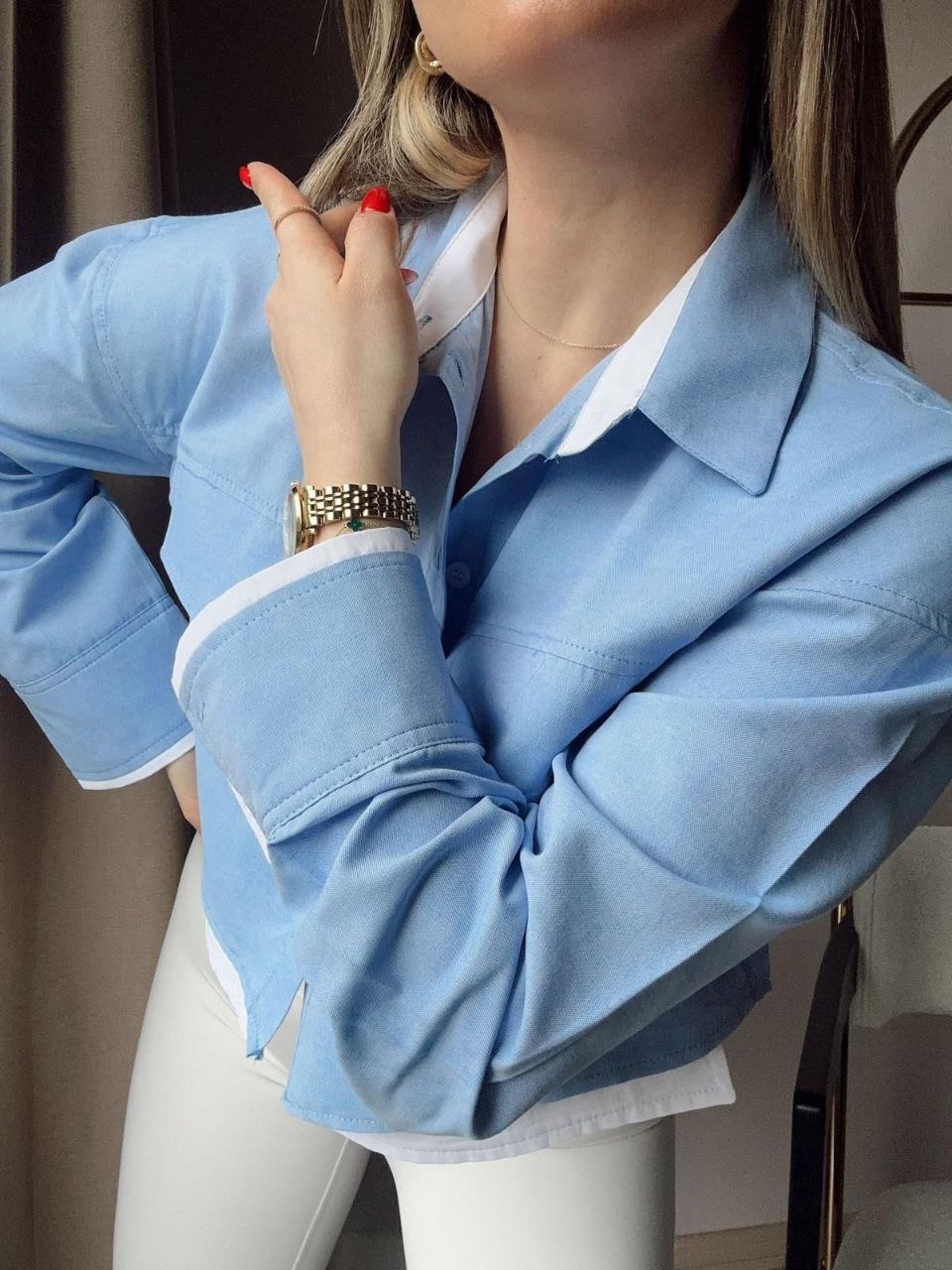2856 Cropped babyblue shirt