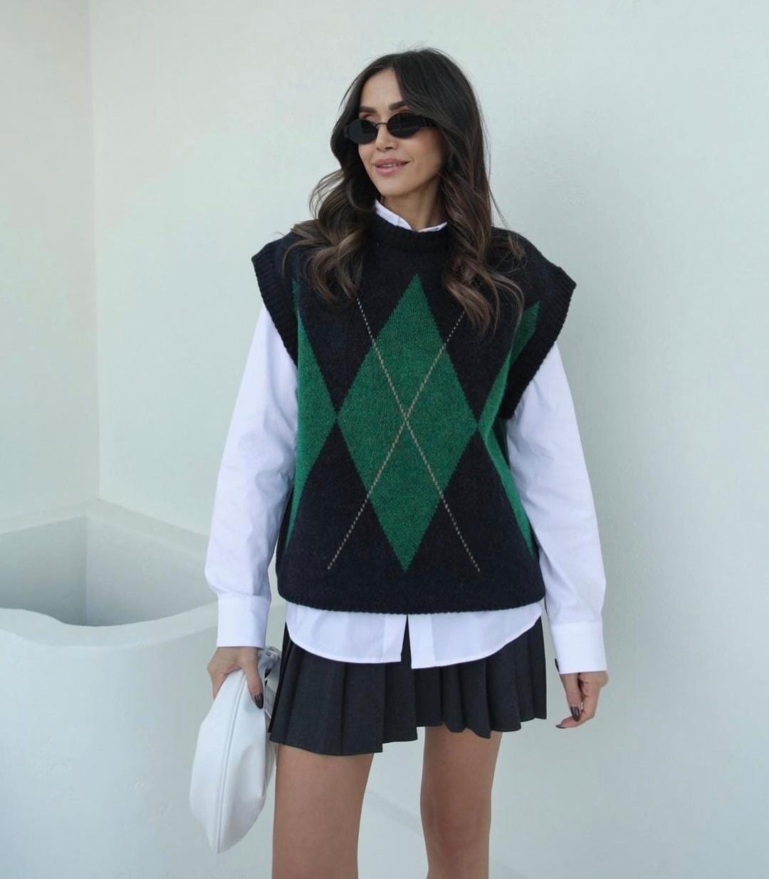 24K0914 DORIS ARGYLE PATTERNED SWEATER