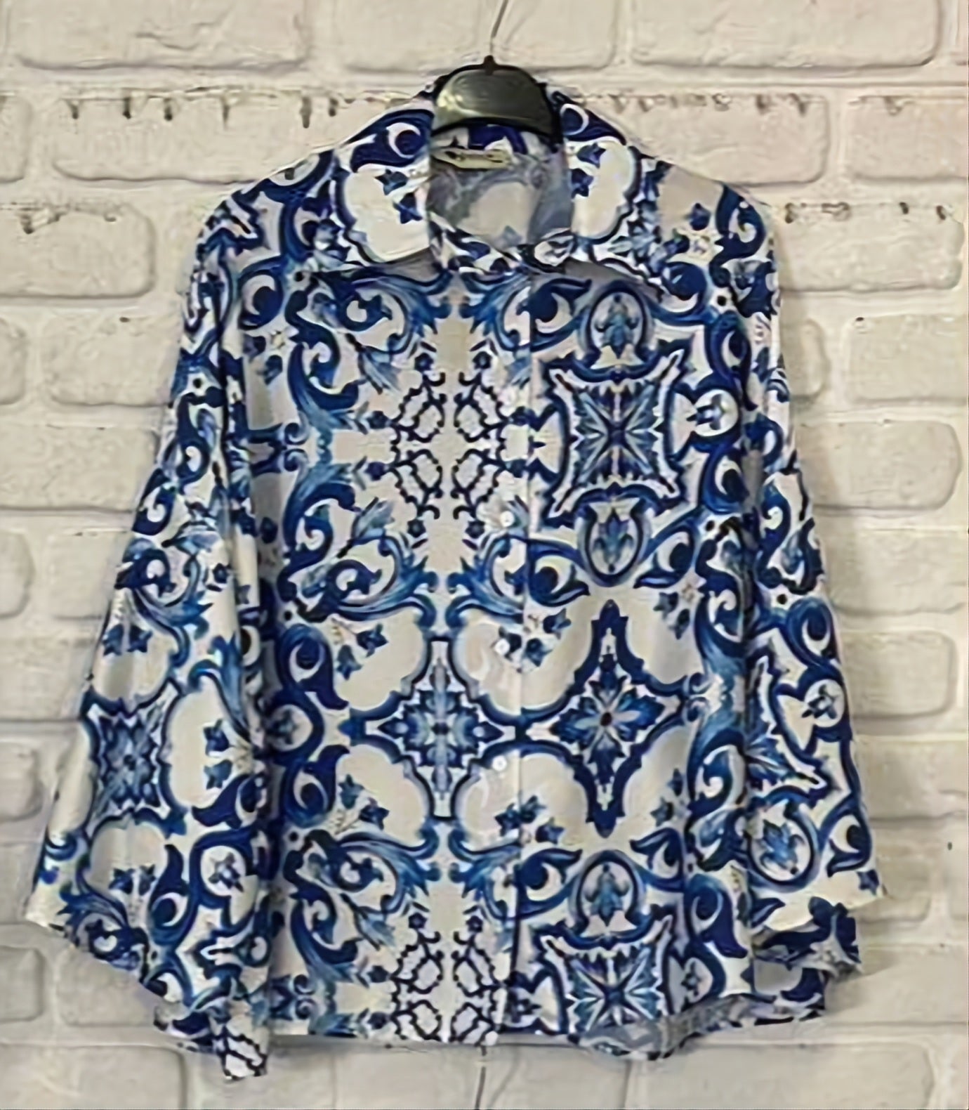 14358 PATTERNED SATIN SHIRT
