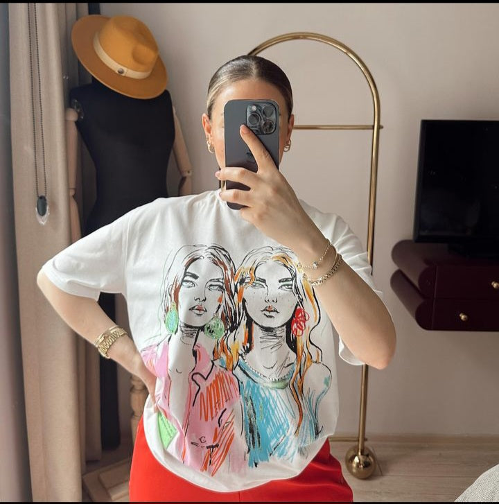 180224 Colorful Printed Short Sleeve T-Shirt