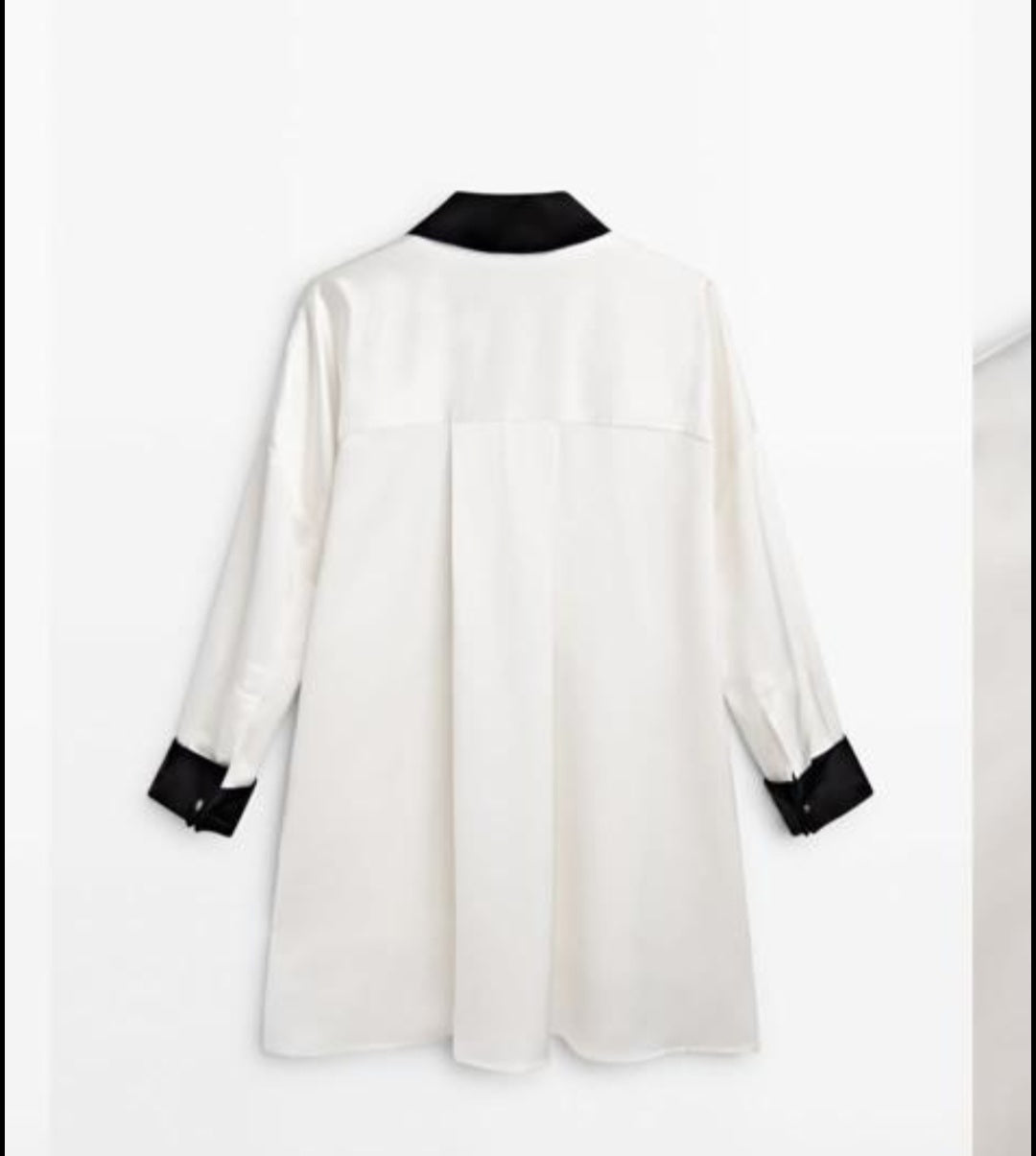 Contrast satin shirt