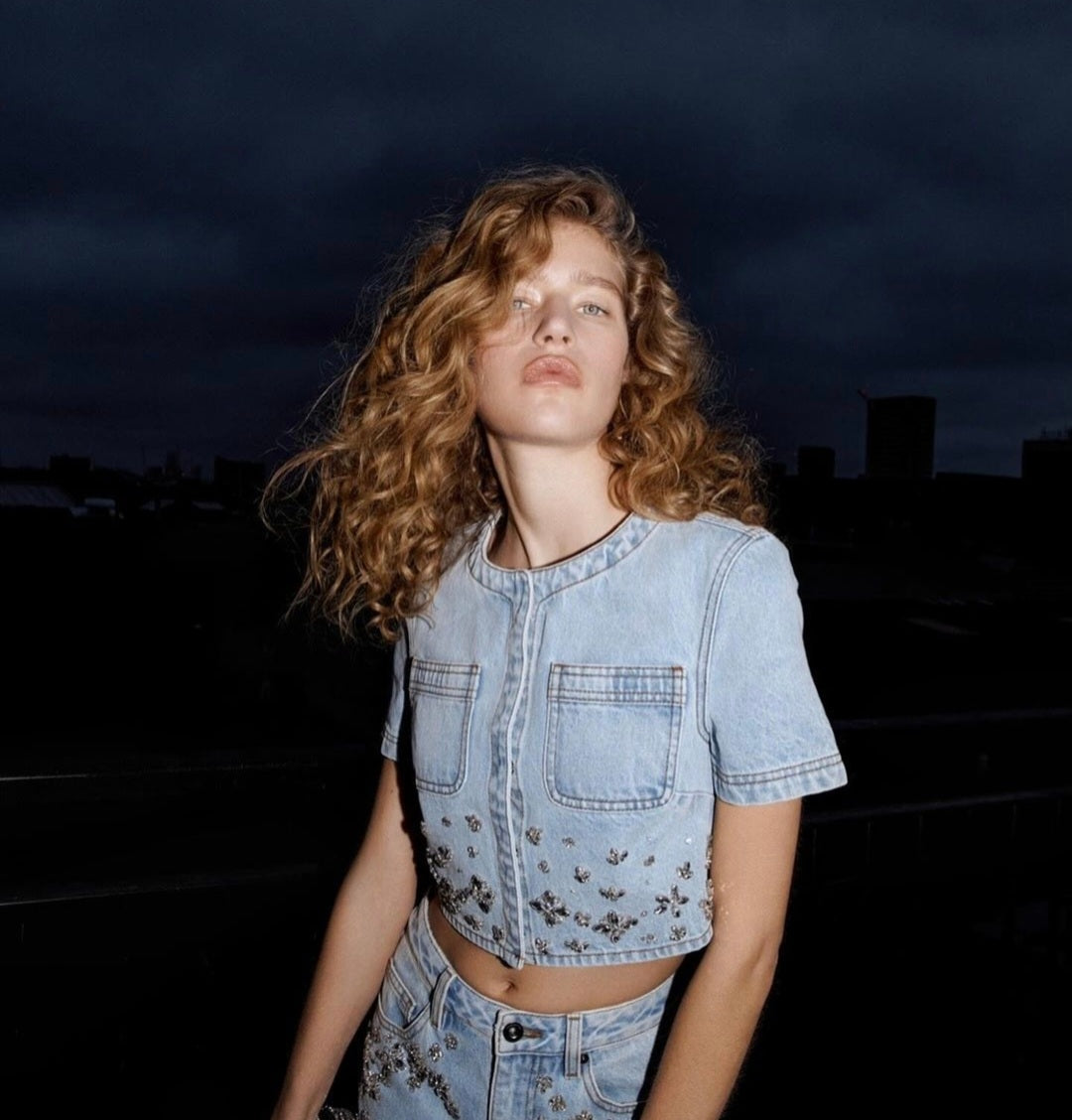 16021 Denim Crop Jacket