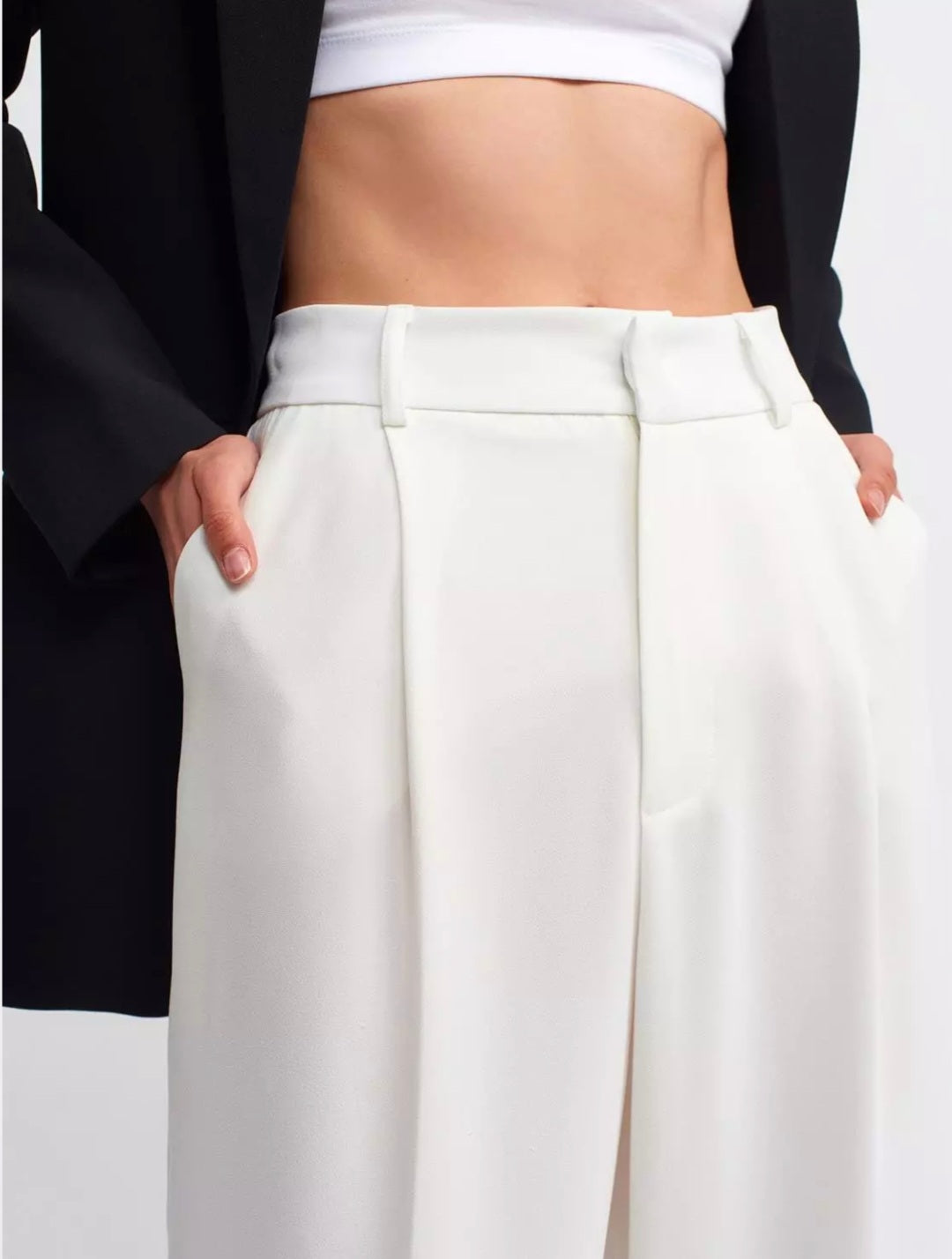 7954 High Waist Trousers-Ecru