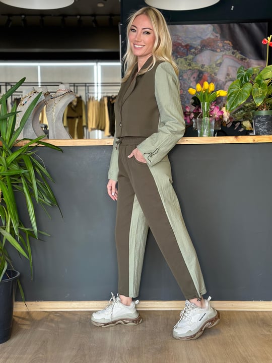 34144 Single Button Parachute Garnished Jacket
