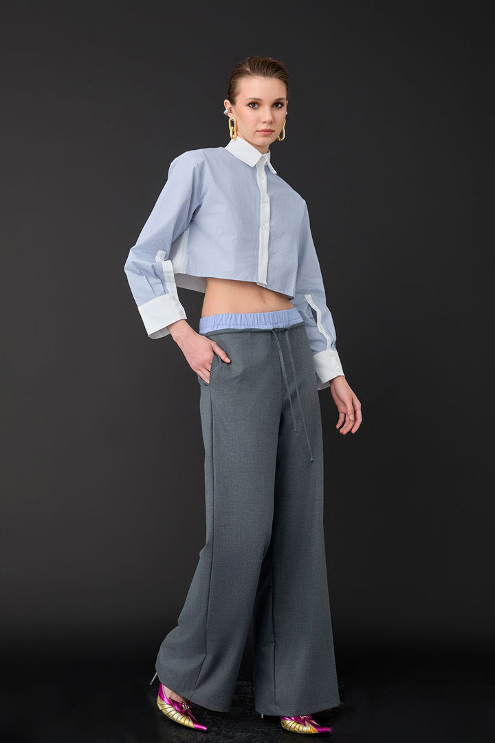 71235 Boxer Detailed Wide Leg Trousers
