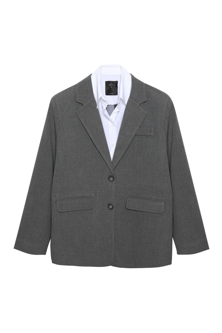 51353 Shirt Detailed Back Printed Blazer Jacket