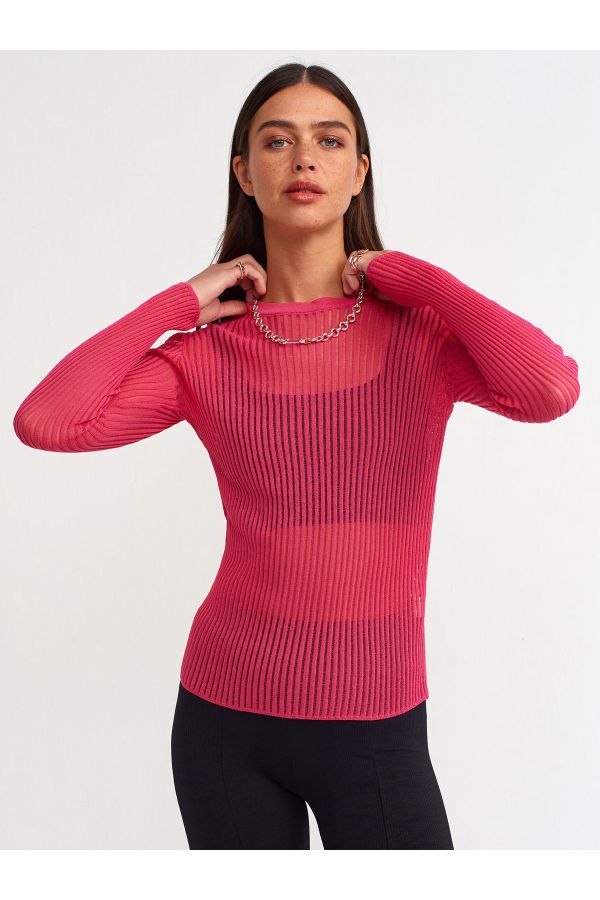 10355

Crew Neck Transparent Sweater