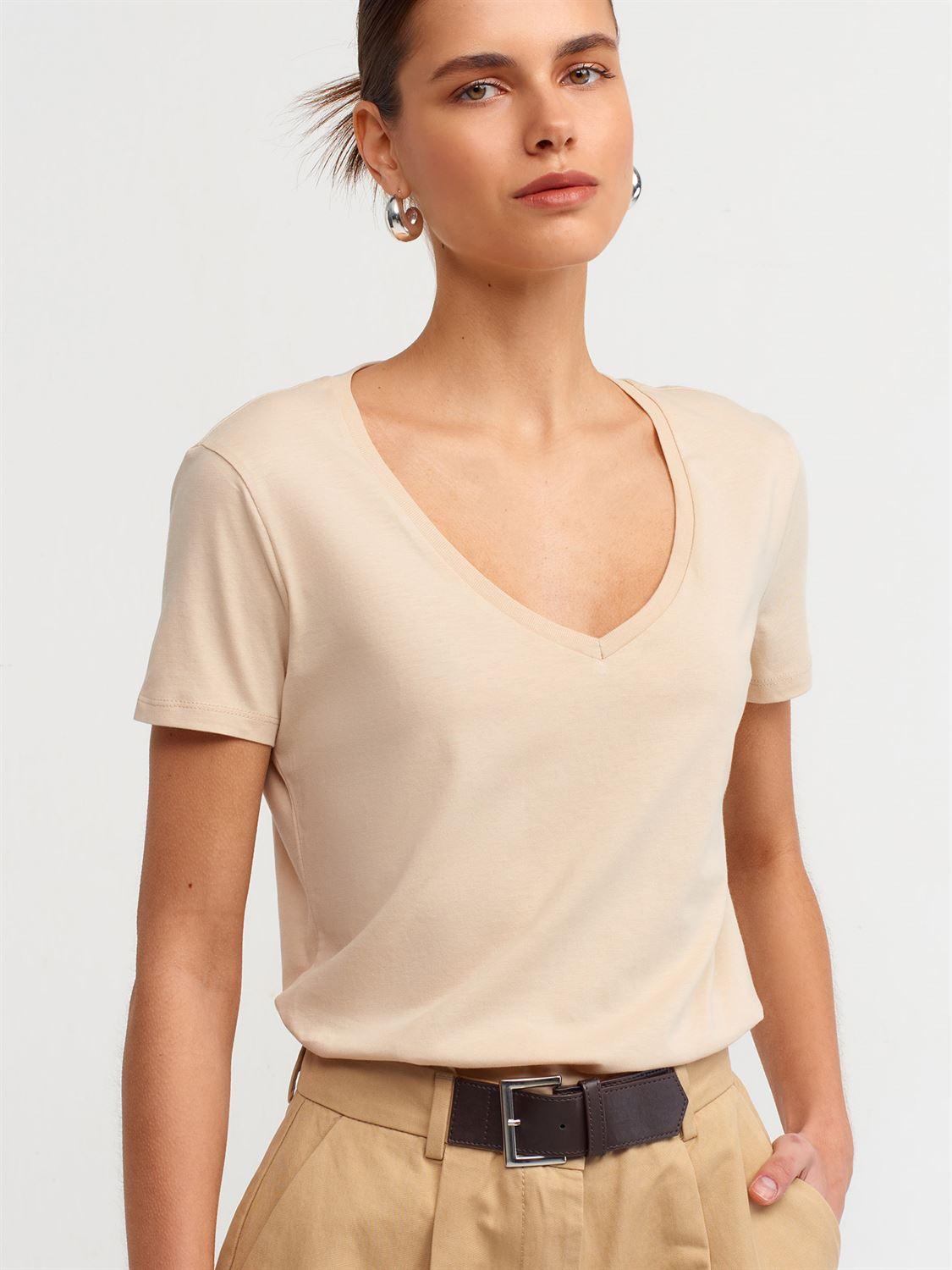 3470 V NeckBasic T_Shirt