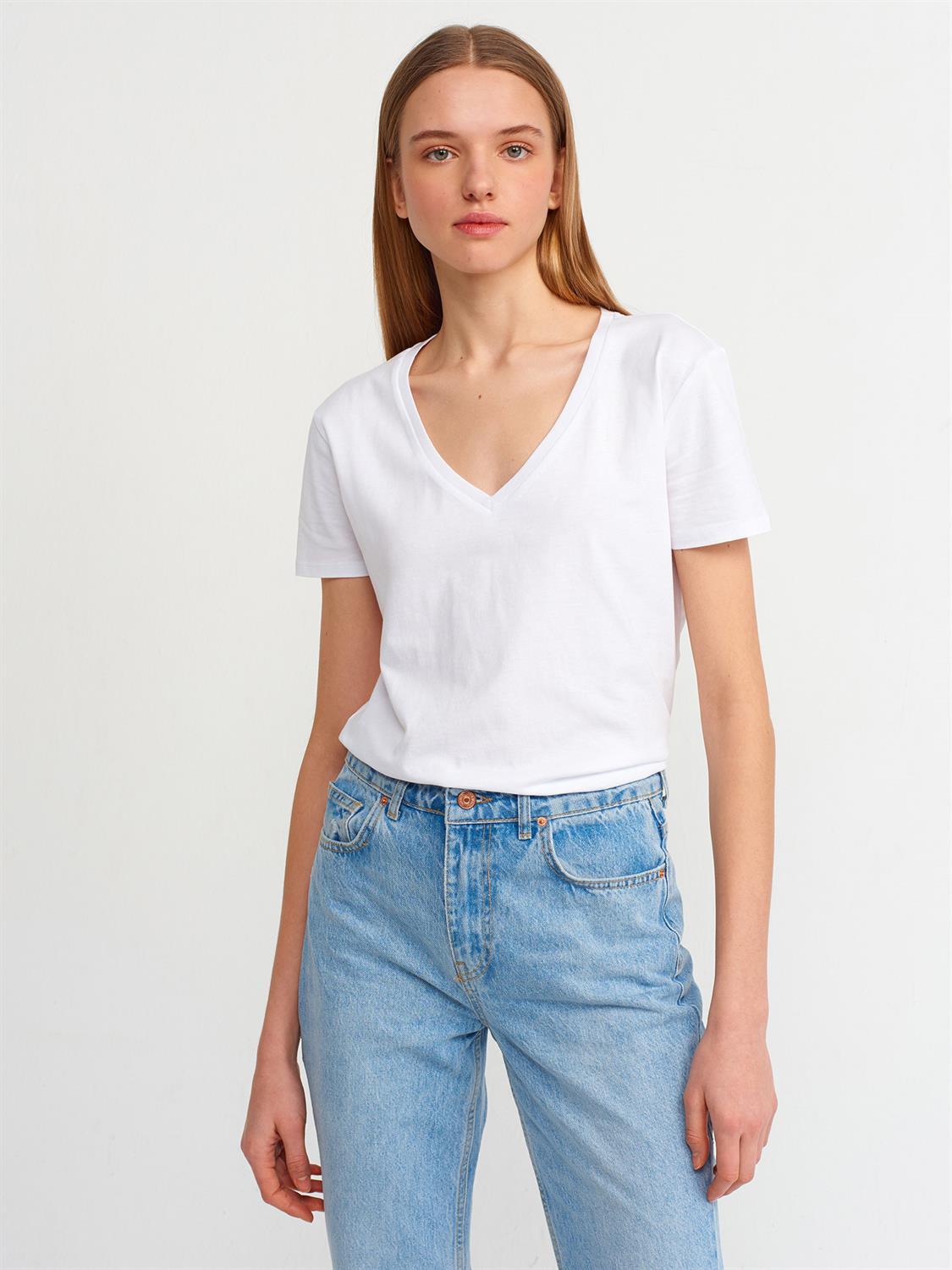 3470 V NeckBasic T_Shirt