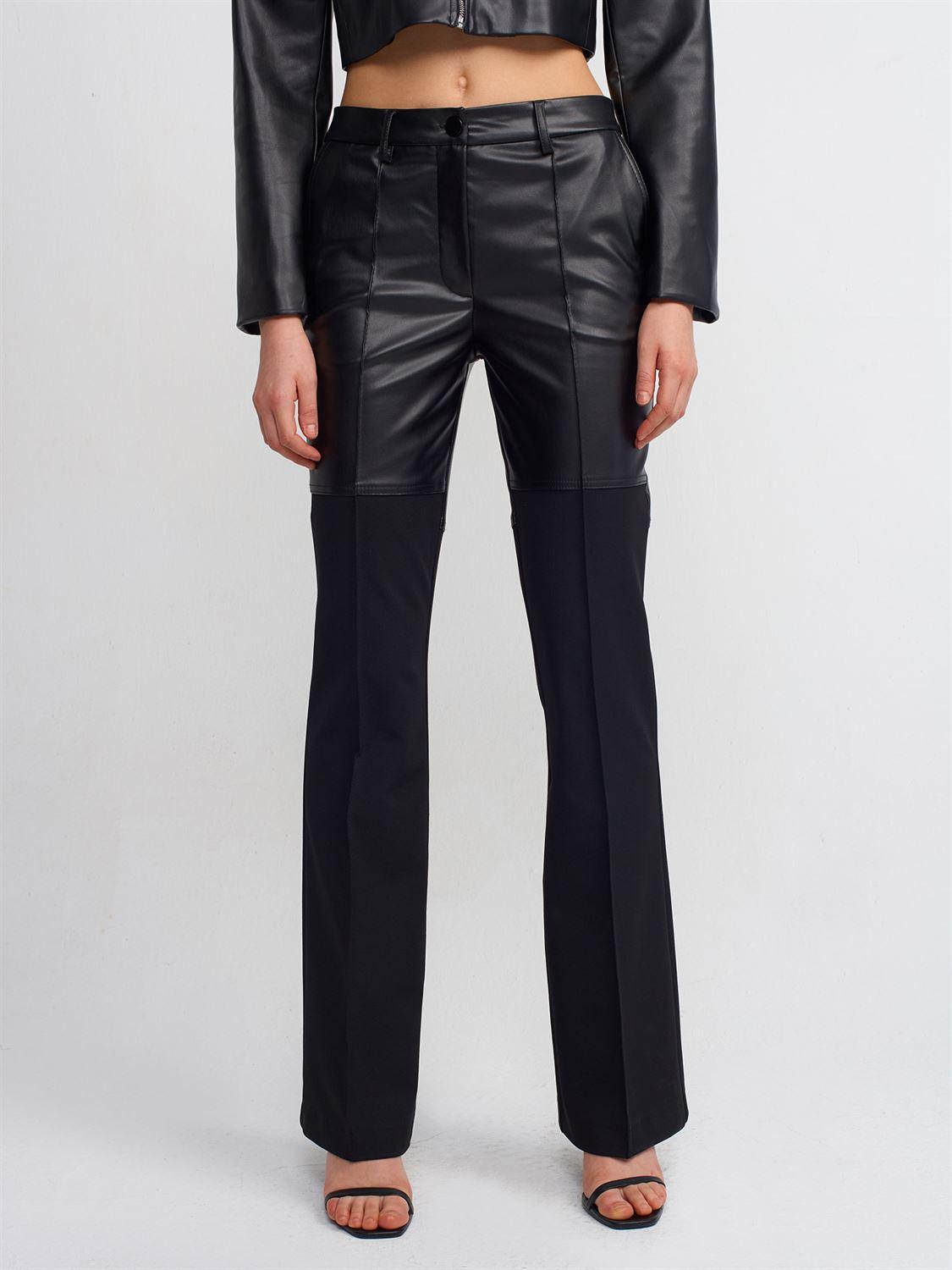 71239 Faux Leather Paneled Trousers