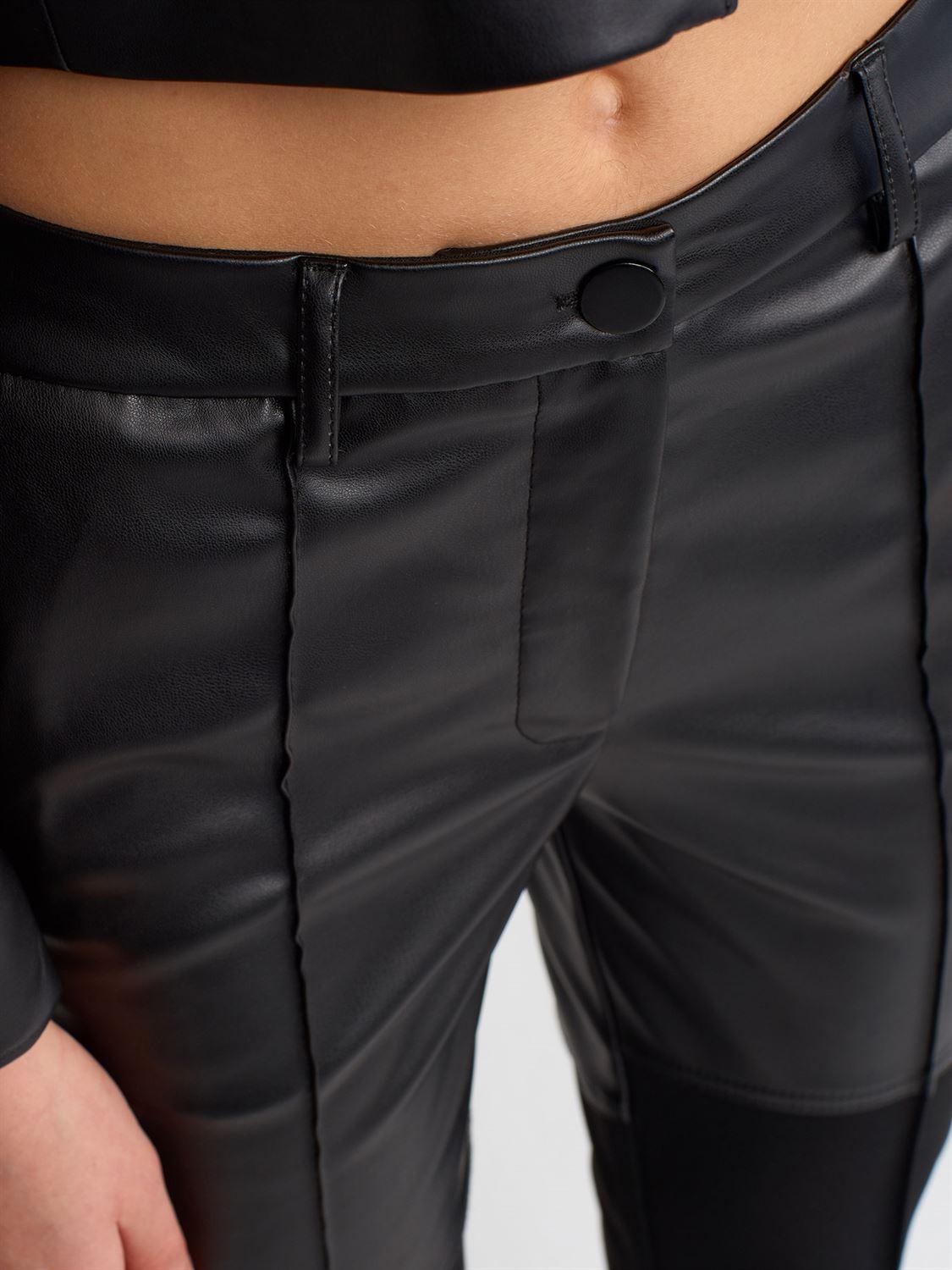 71239 Faux Leather Paneled Trousers