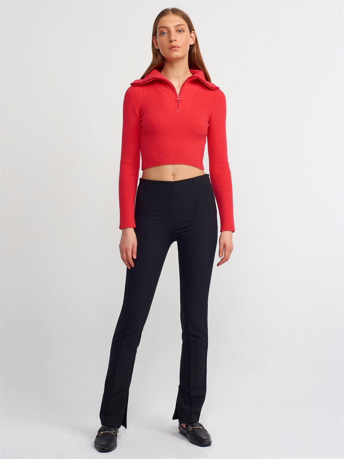 71244 Ornamental Stitched High Waist Trousers