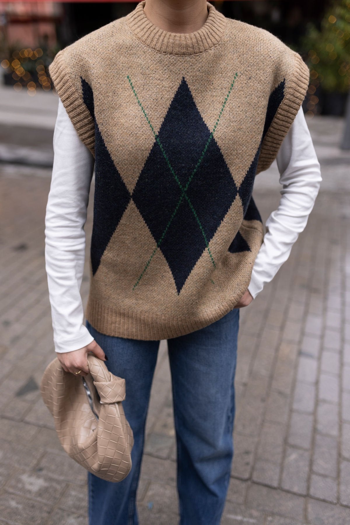 24K0914 DORIS ARGYLE PATTERNED SWEATER