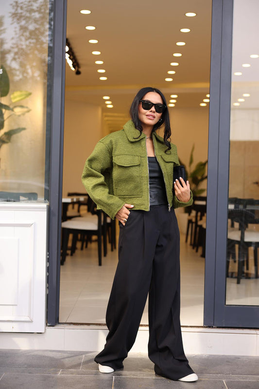 2822 Boucle short jacket with zipper