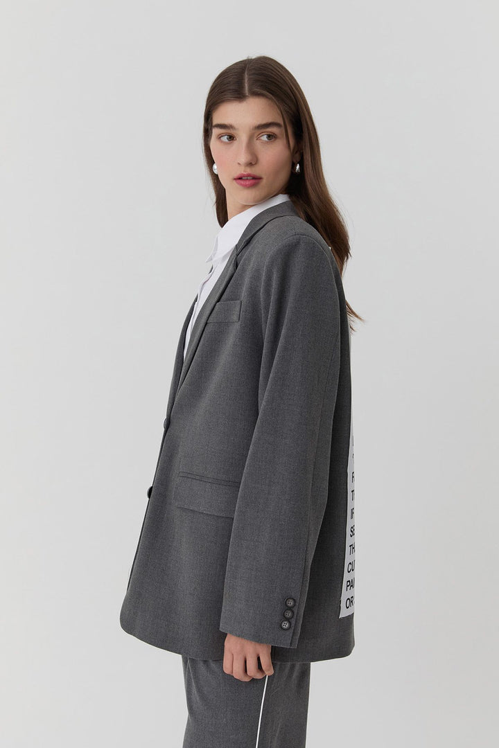 51353 Shirt Detailed Back Printed Blazer Jacket