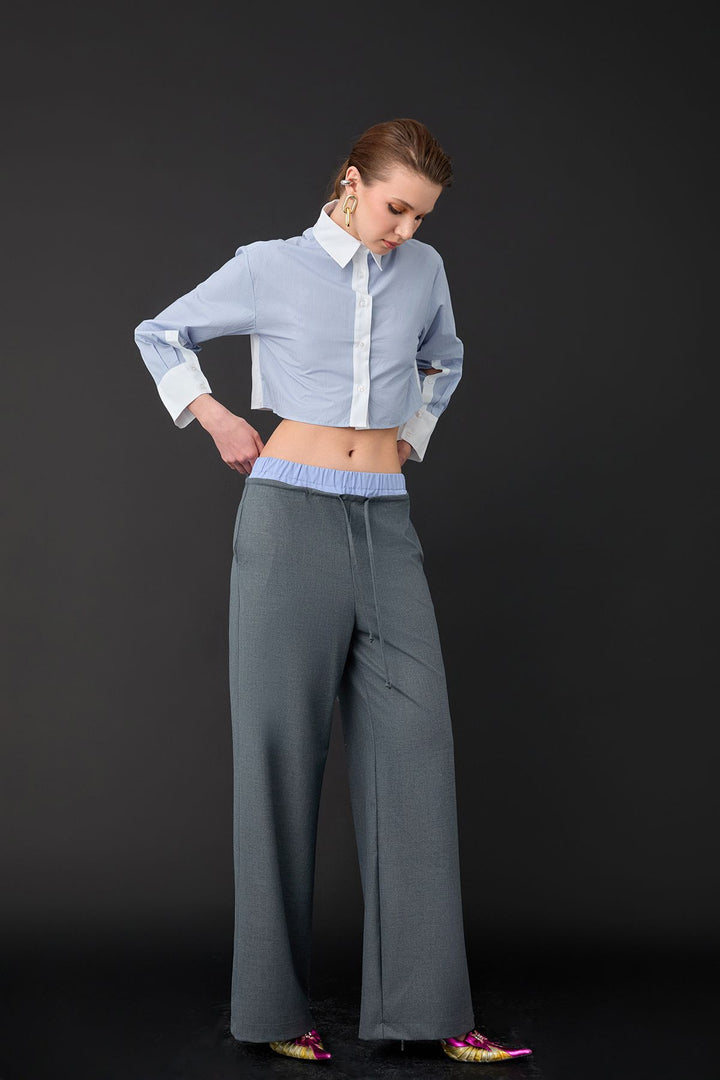 71235 Boxer Detailed Wide Leg Trousers