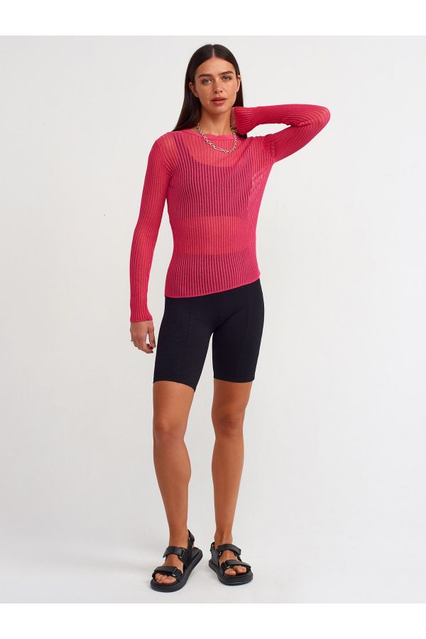10355

Crew Neck Transparent Sweater