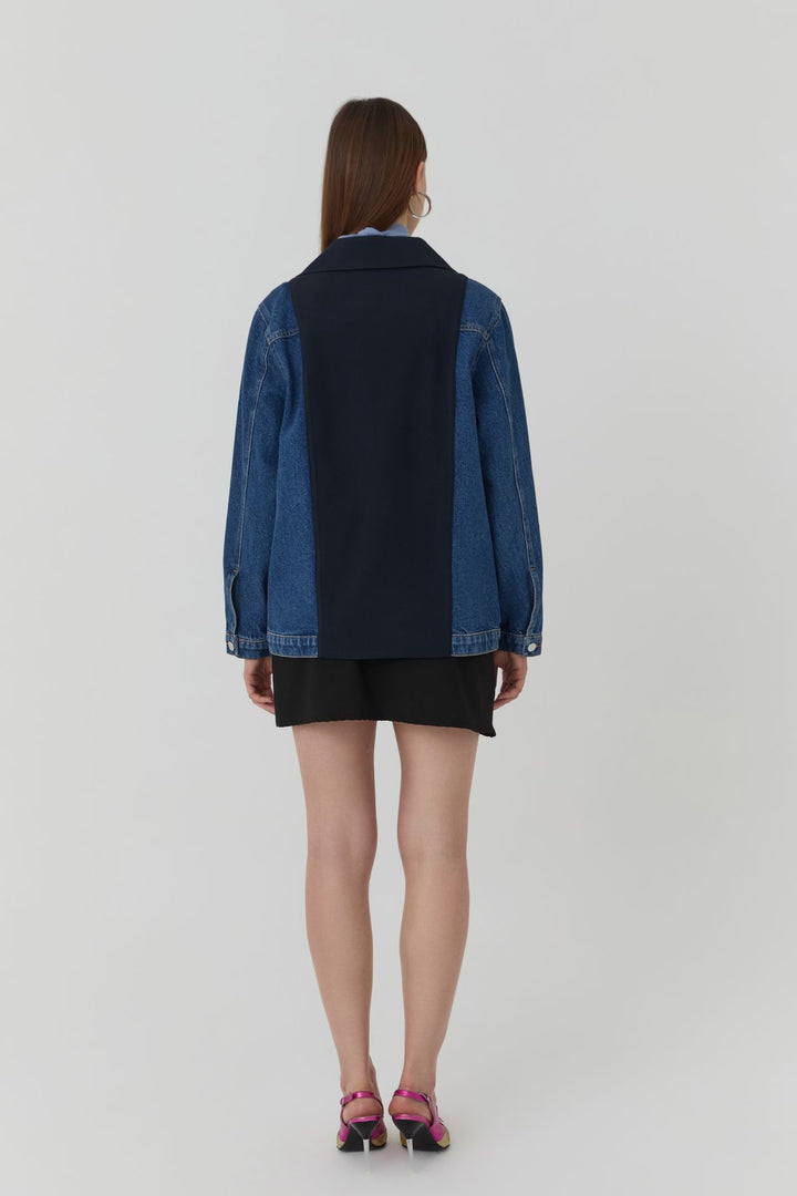 51367 Denim Detailed Pocket Blazer Jacket