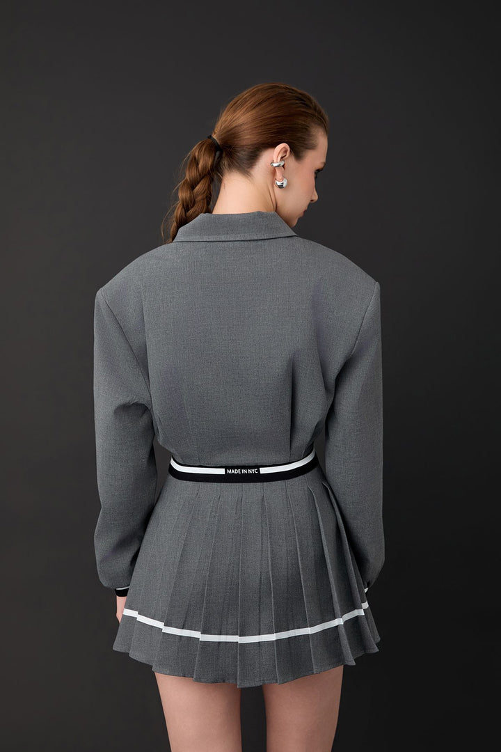 51363Ribbed Detailed Zippered Short Jacket