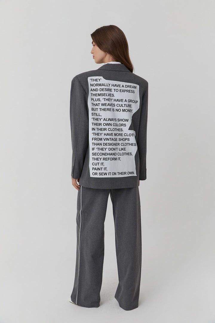 51353 Shirt Detailed Back Printed Blazer Jacket