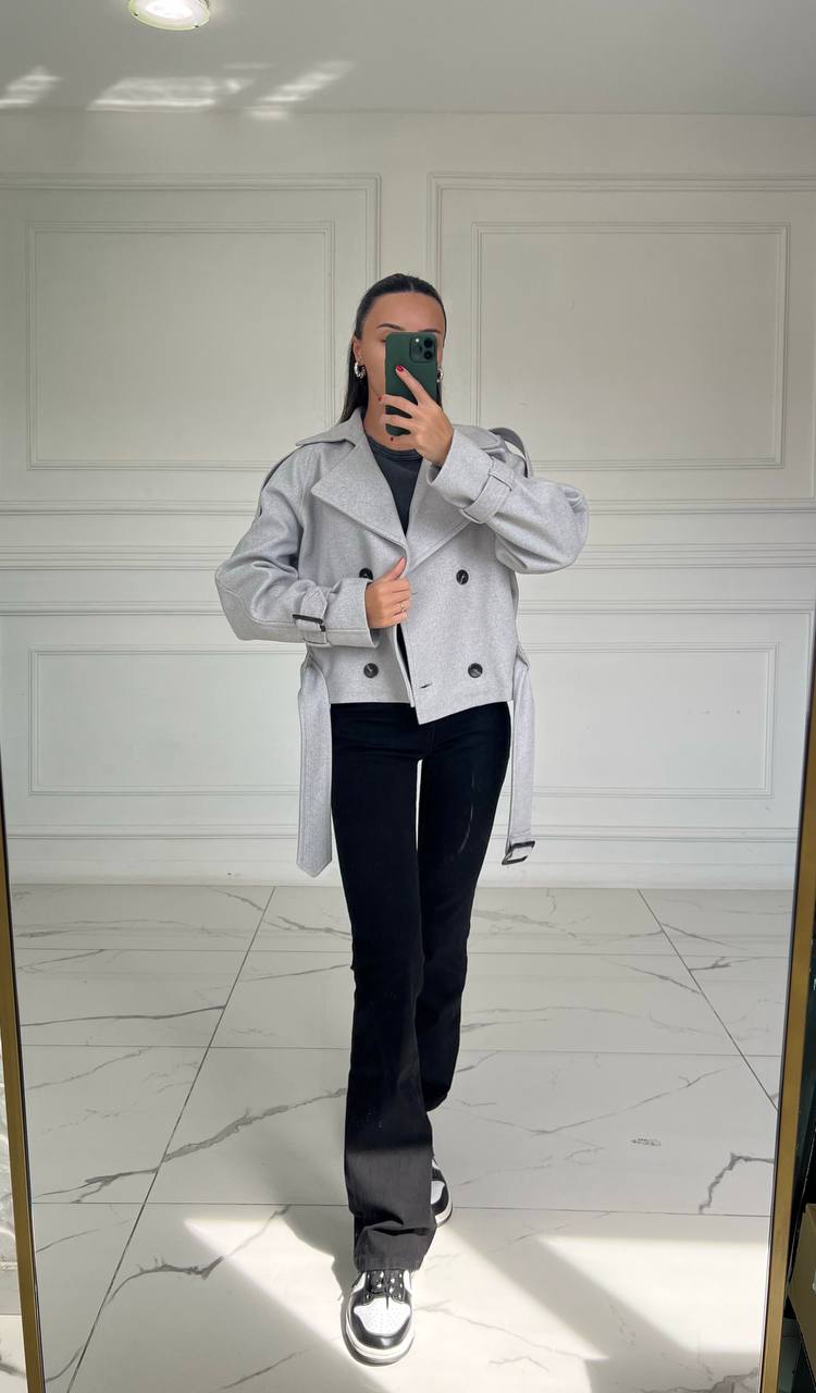 54430 short wool blend belted coat