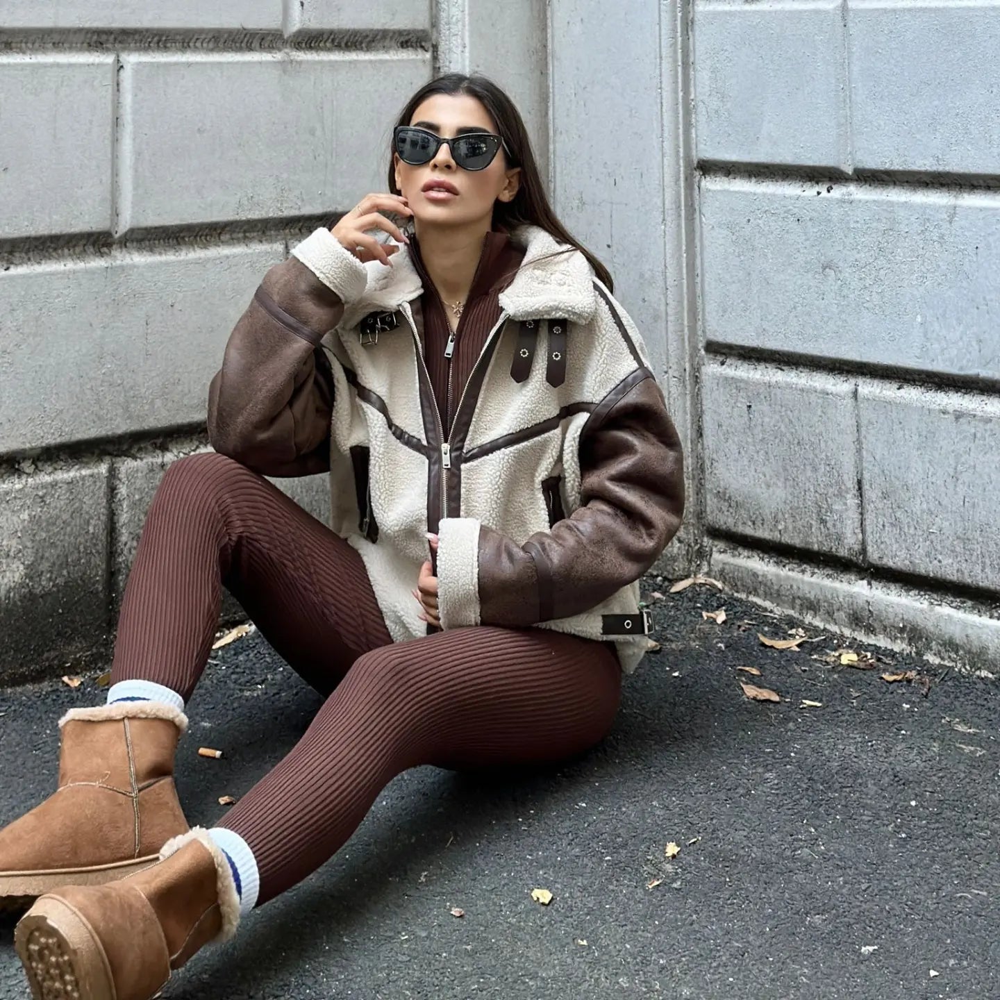 99143 Faux fur biker jacket
