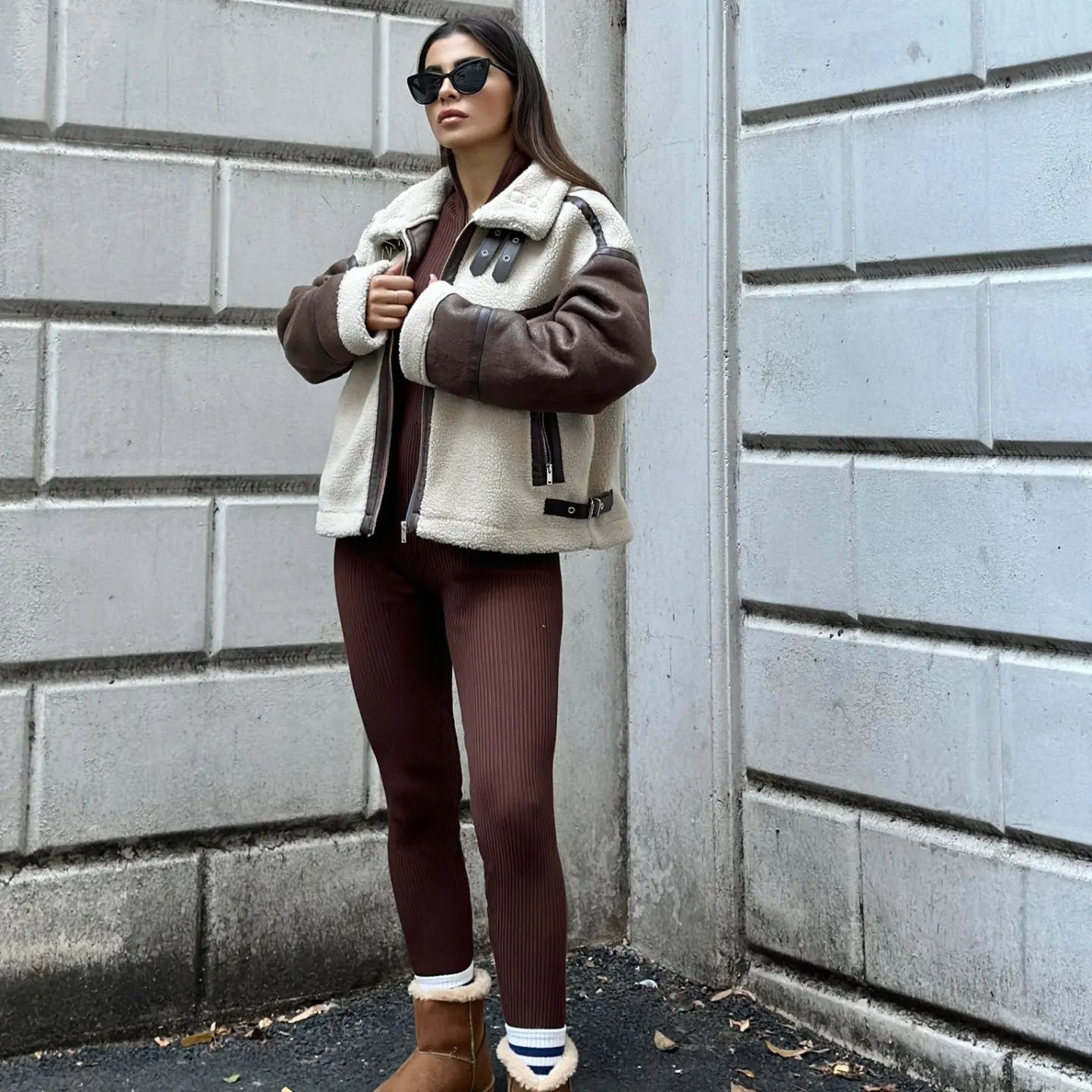99143 Faux fur biker jacket
