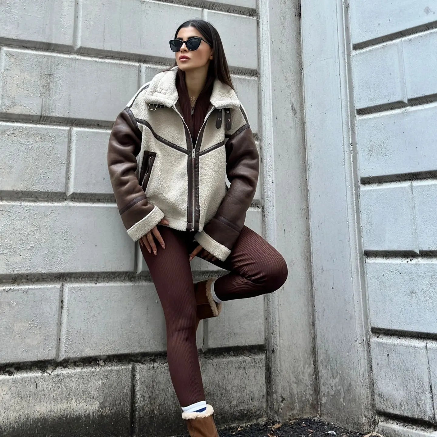99143 Faux fur biker jacket