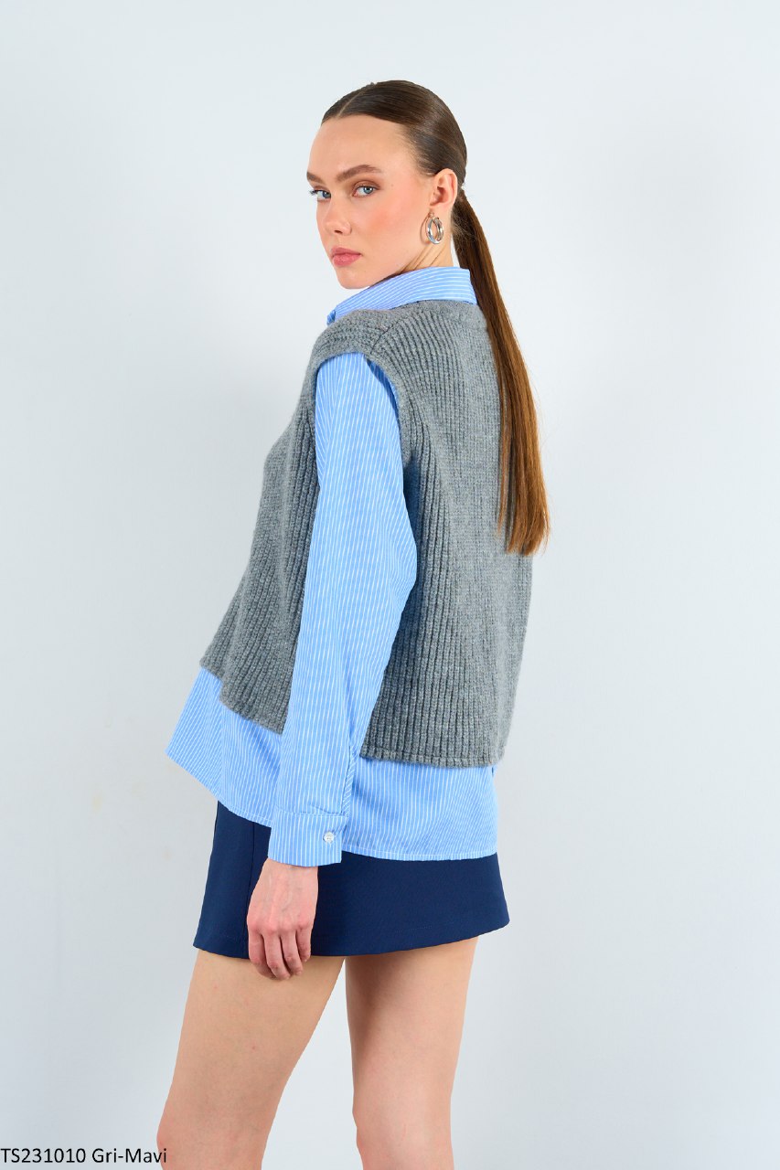 Grey vest with shirt details