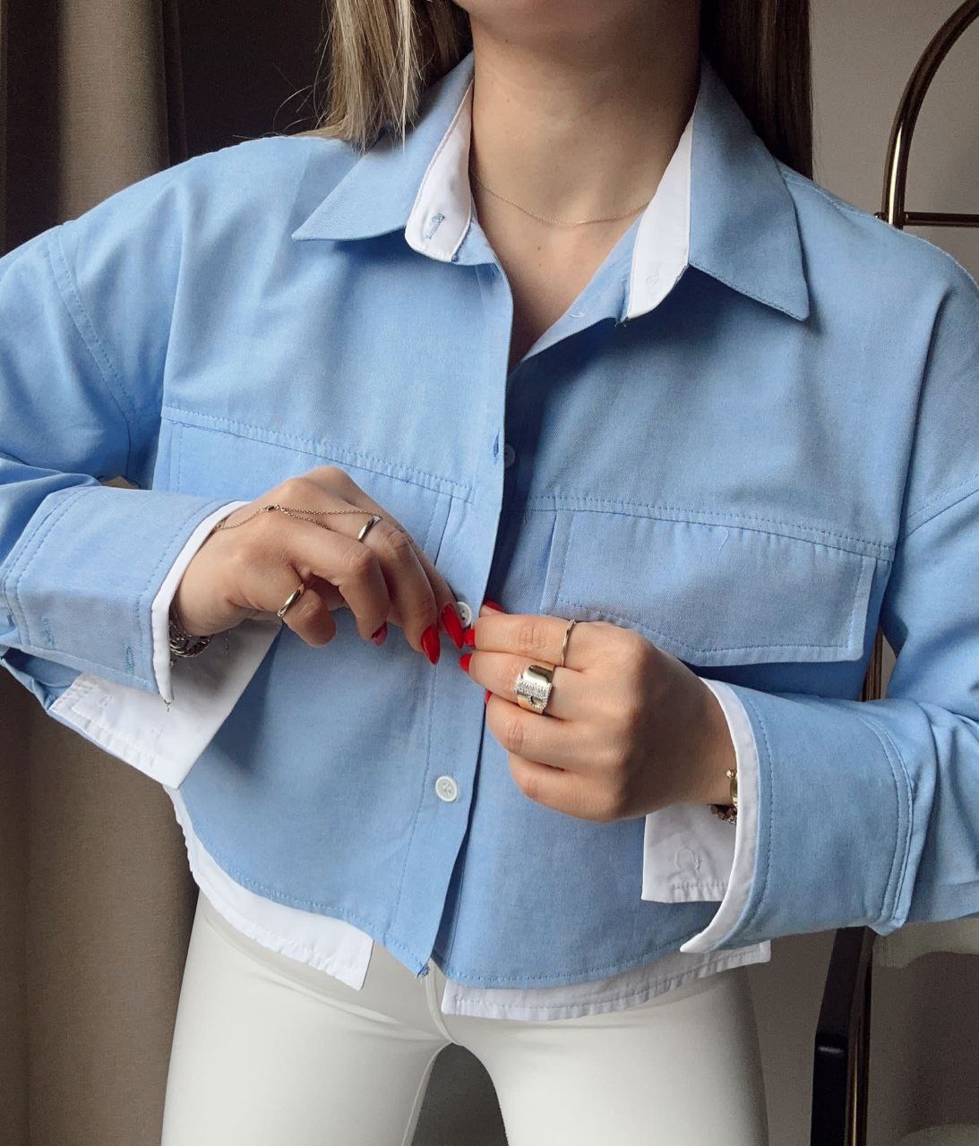 2856 Cropped babyblue shirt
