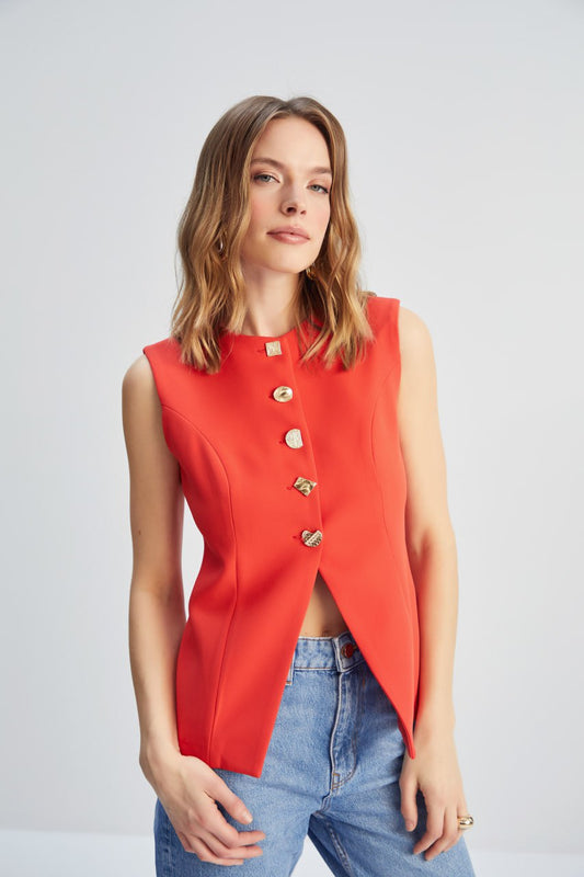 16067 Vest with gold buttons