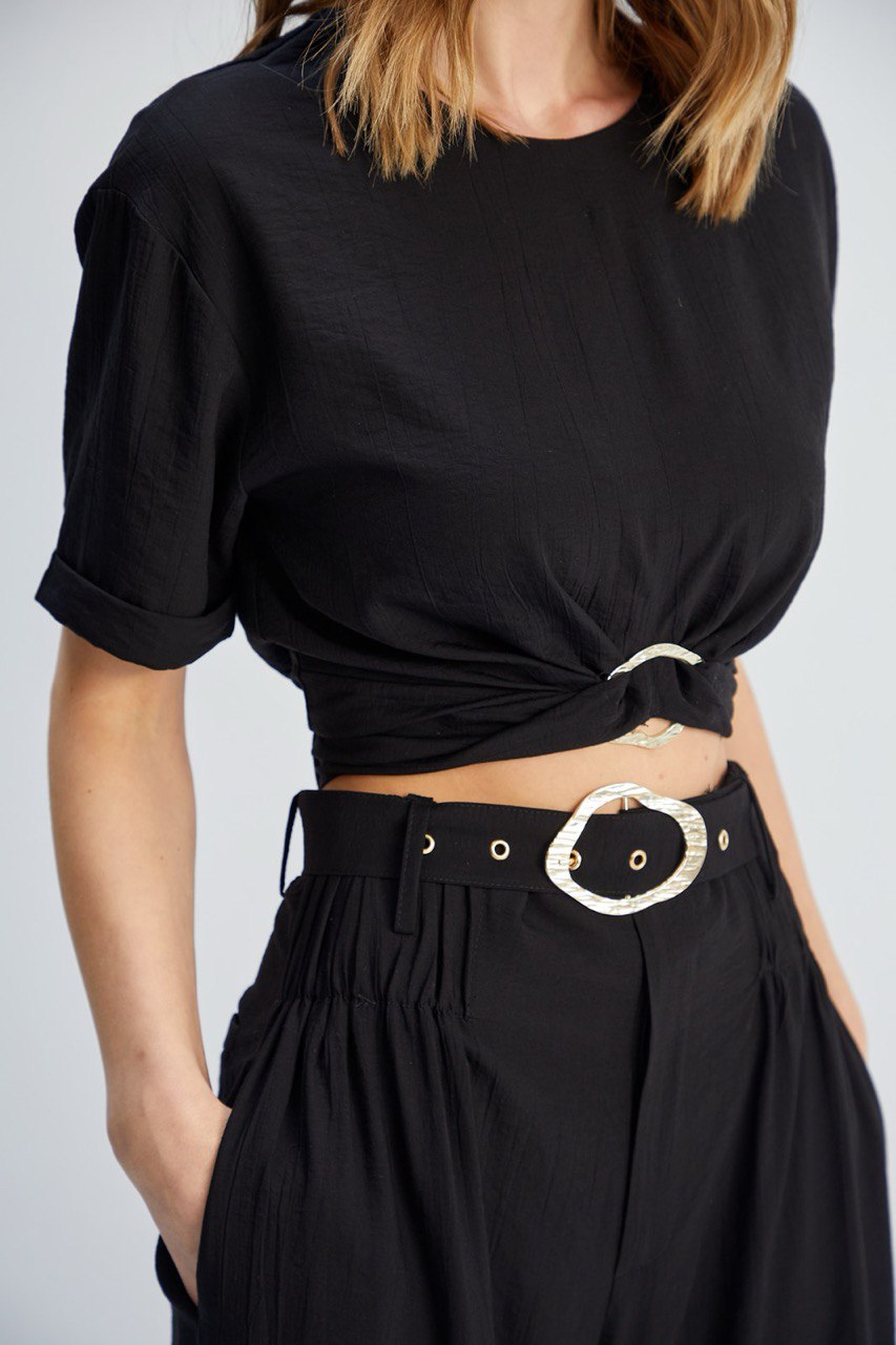 16058 Front Buckle Blouse