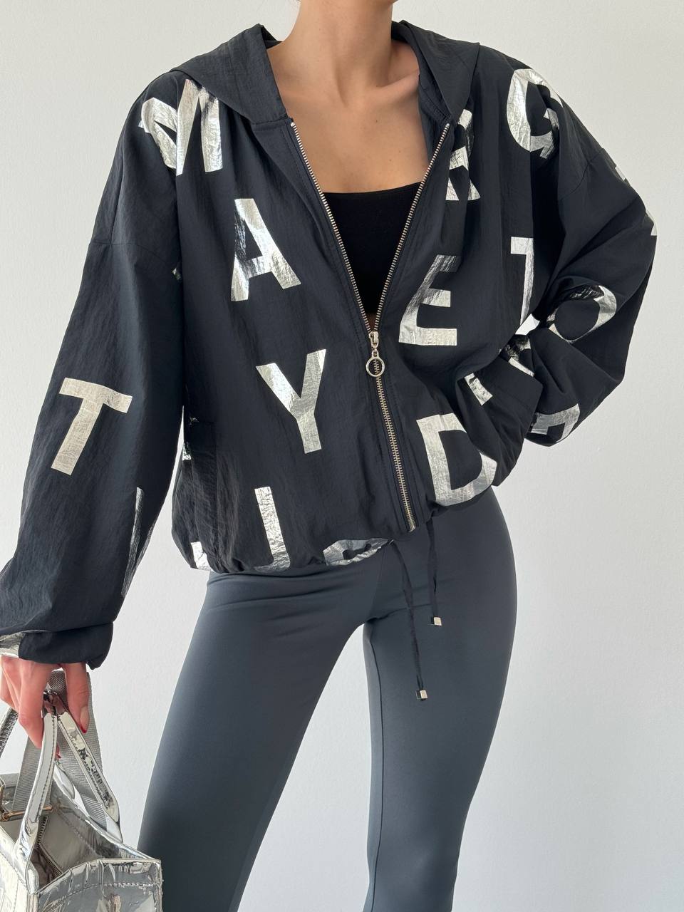 11855 Parachute Jacket with alphabet design