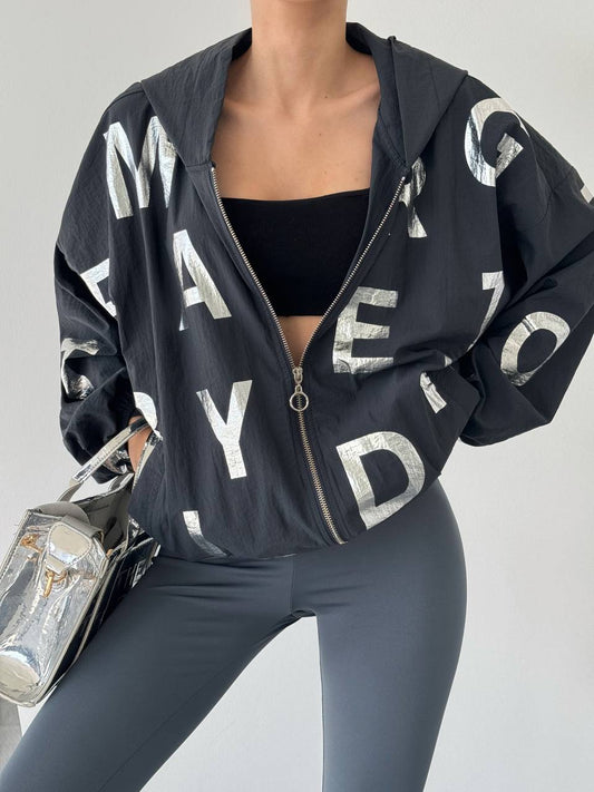 11855 Parachute Jacket with alphabet design