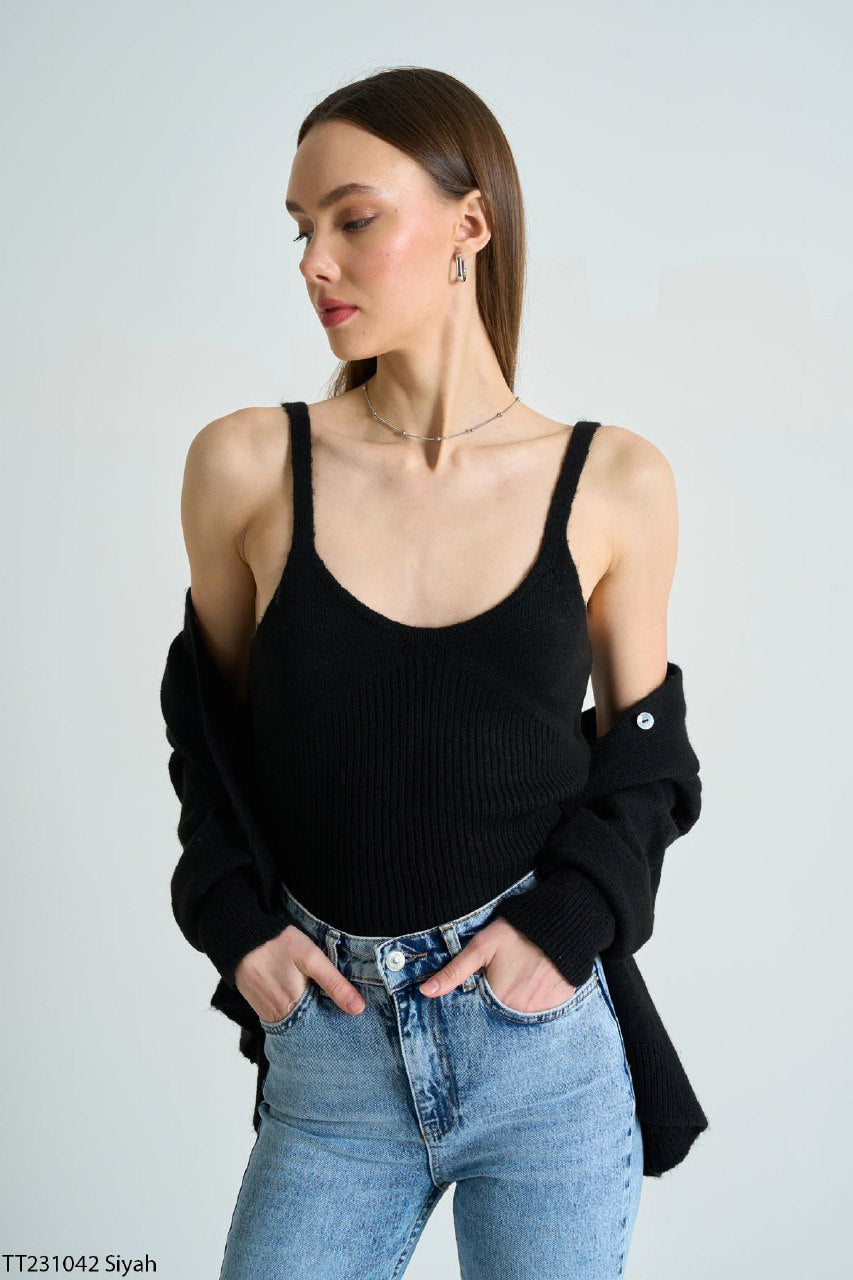 231042 Cardigan Bustier Suit