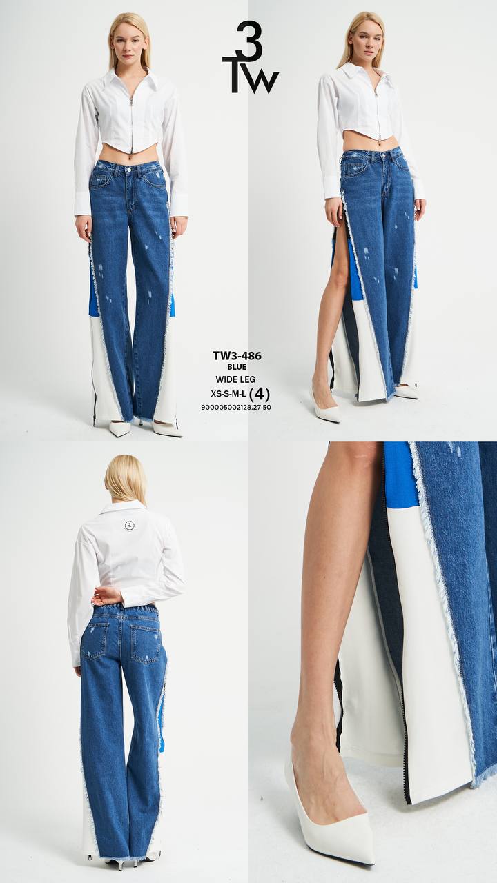 486 Wide Leg Blue Jeans