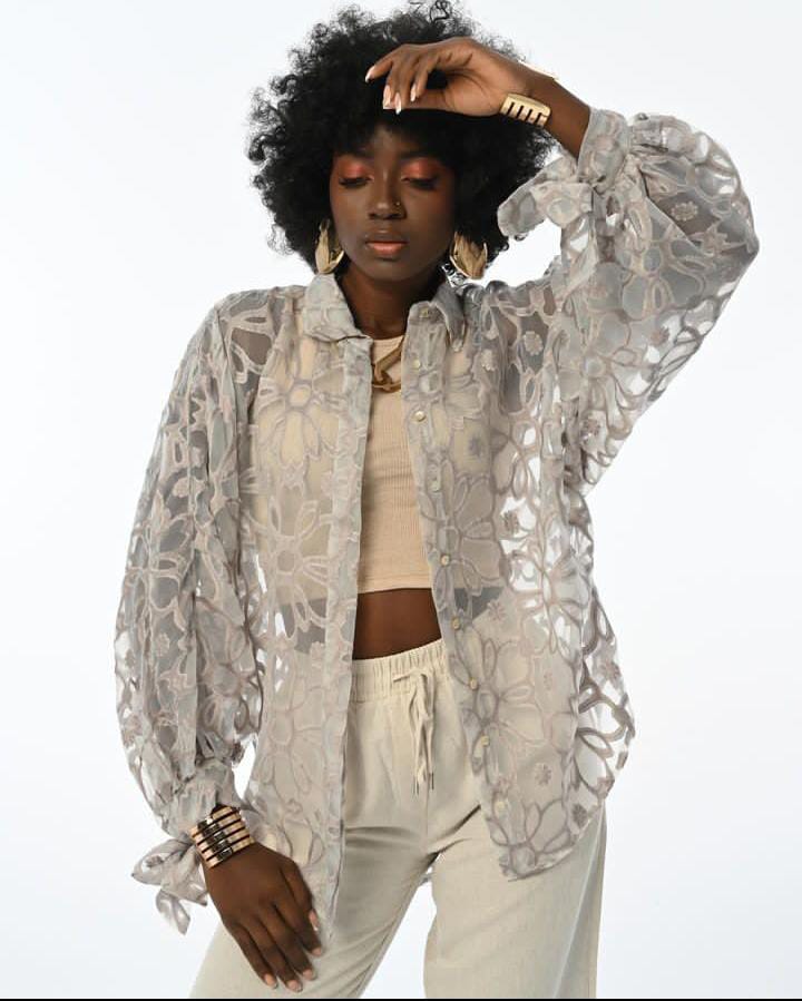 33647 Ecru OverSize Shirt
