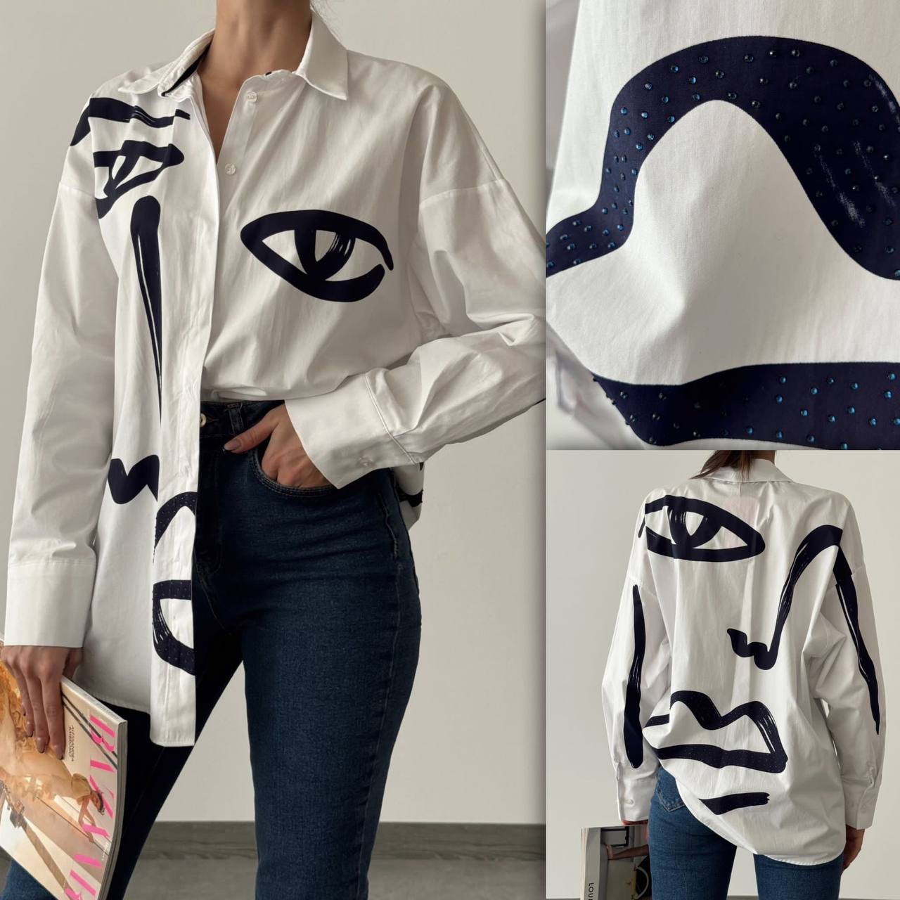 24Y11702 Black Eye Embroidered Blouse