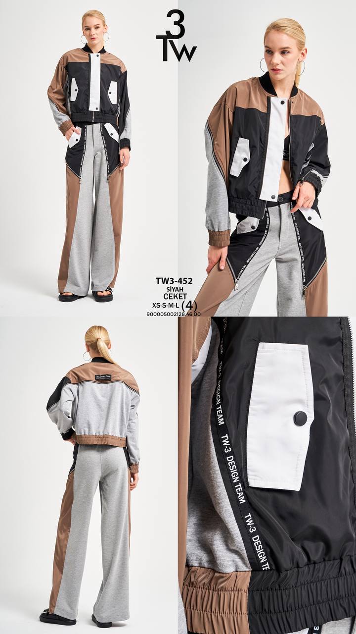 452 BEIGE/BLACK OVER SIZE JACKET