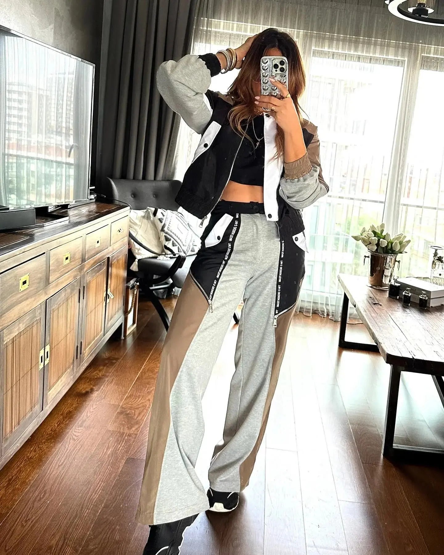 452 BEIGE/BLACK OVER SIZE JACKET
