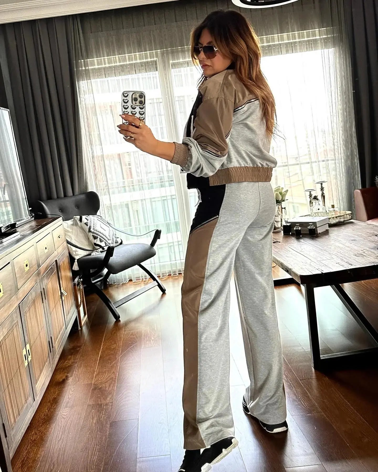 452 BEIGE/BLACK OVER SIZE JACKET