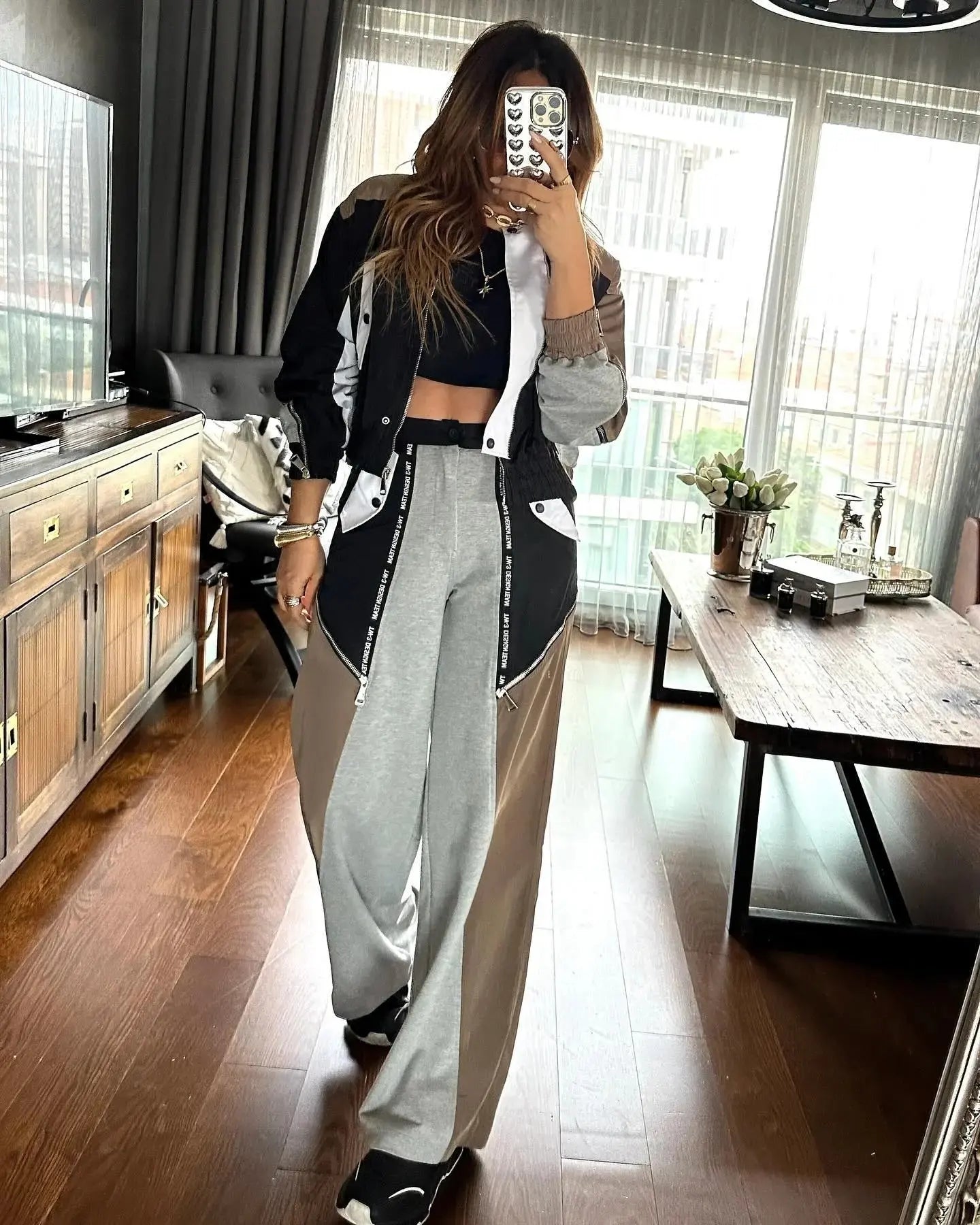 452 BEIGE/BLACK OVER SIZE JACKET