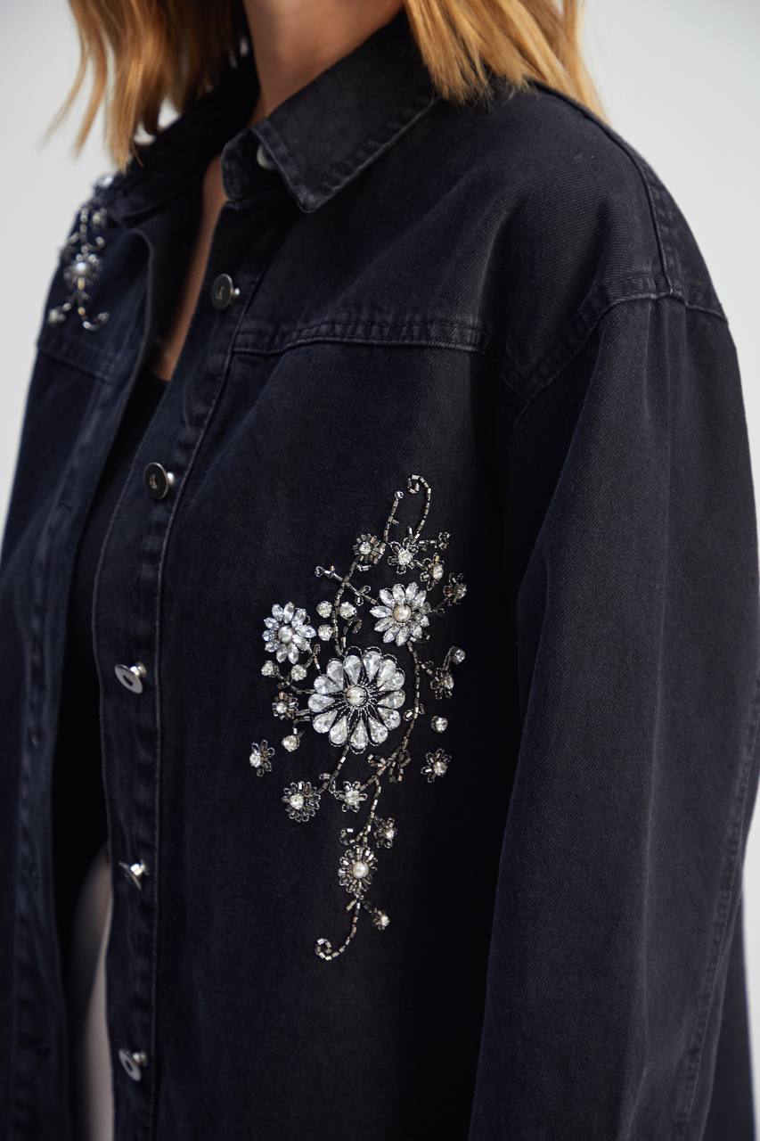 16031 Denim Jacket With Stones