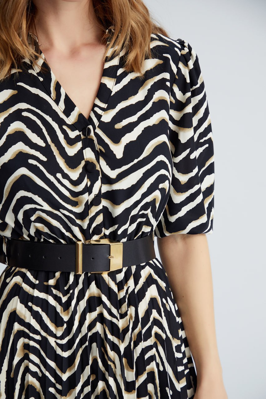 16141 Zipper Belted Dress