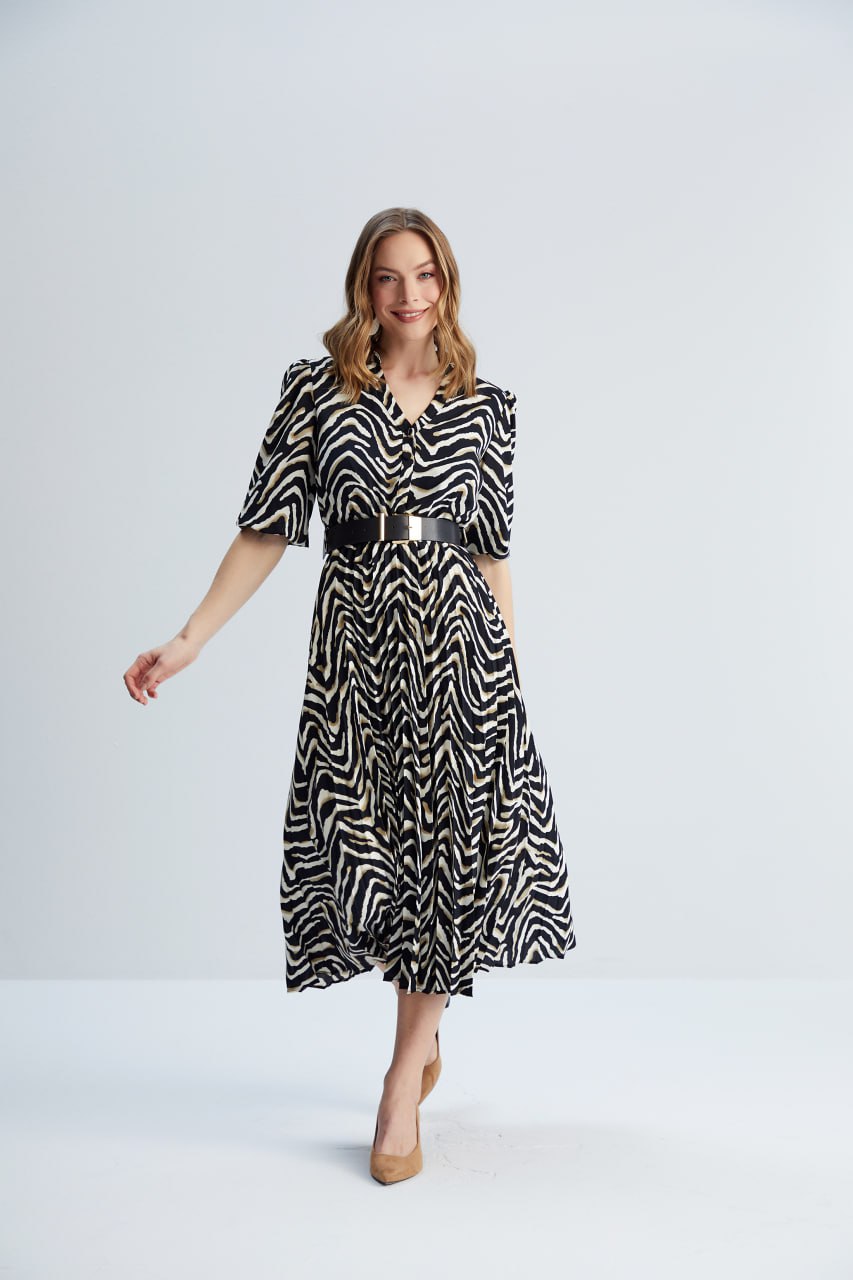 16141 Zipper Belted Dress