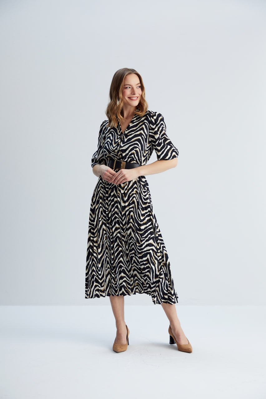 16141 Zipper Belted Dress