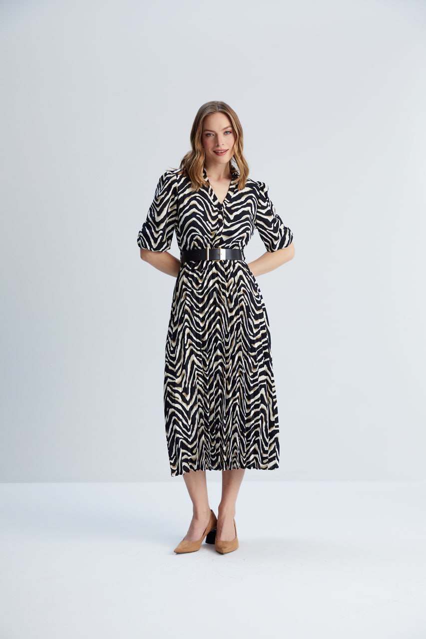 16141 Zipper Belted Dress