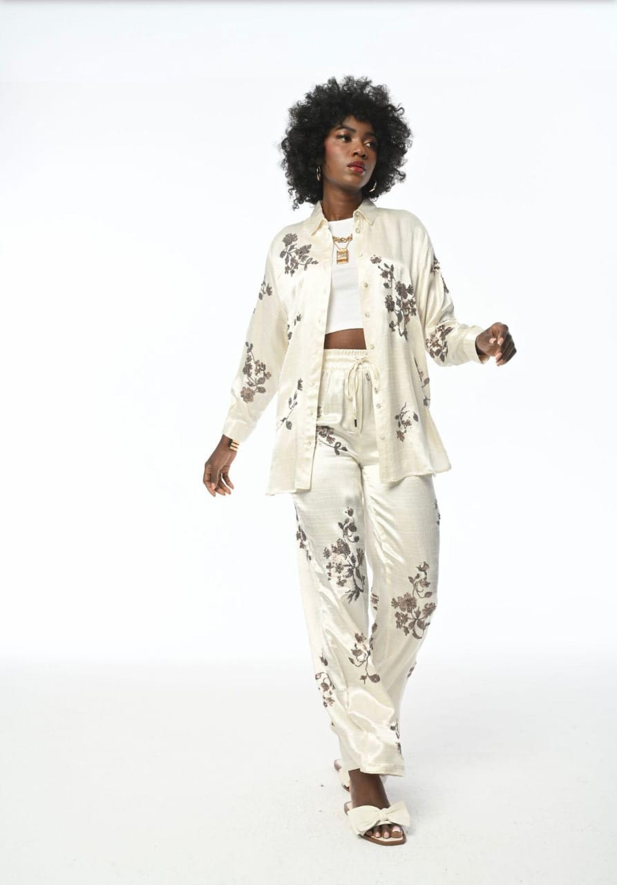 39459 Satin Pants With Embroidered Strass